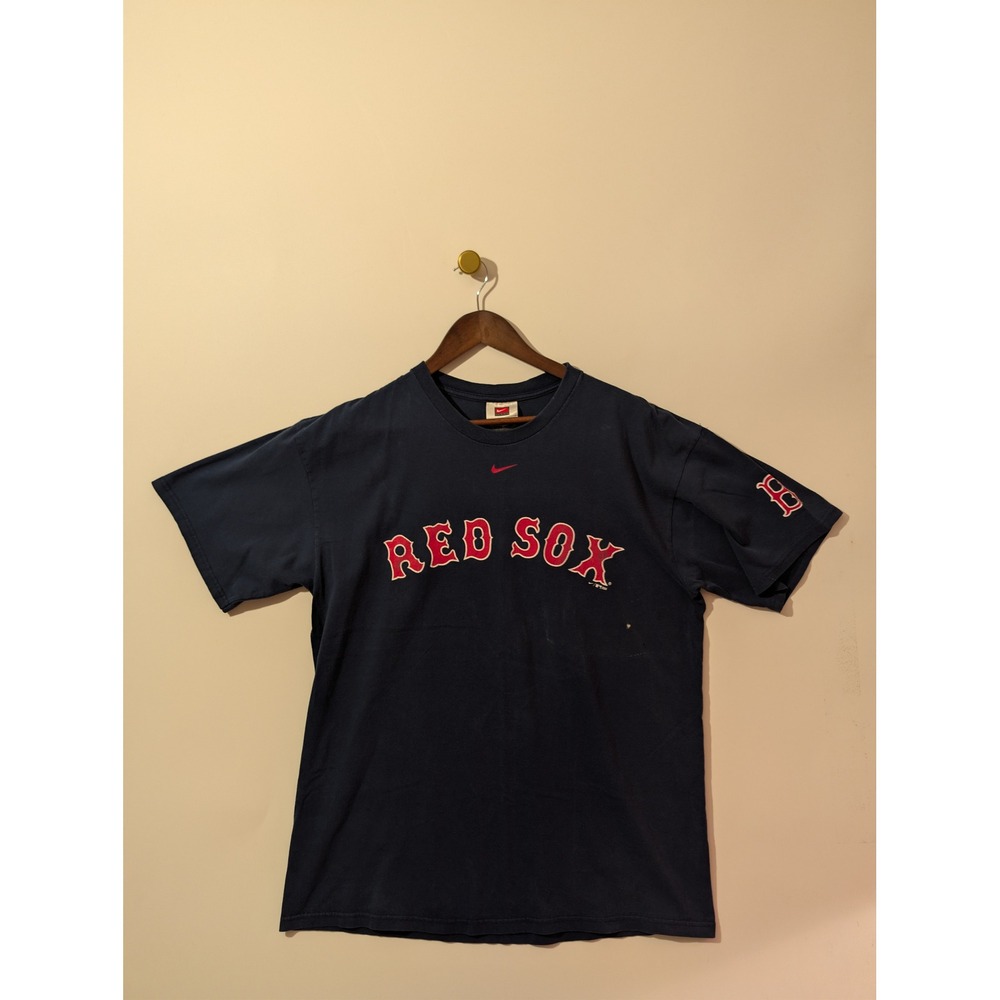 Nike T-Shirt Mens Large Navy Blue Fair Boston Red Sox MLB Baseball Vintage 2004